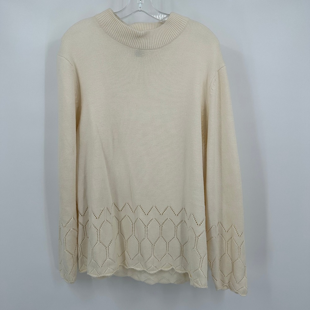 Brownstone Studio Women Minimalist Sweater Size 2X Cream Textured Knit Old Money